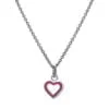 Curteis Sterling Silver Children’s Hollow Pink Enamel Heart Necklace