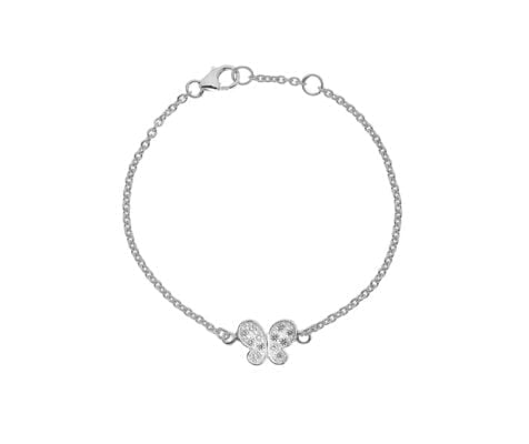 Sterling Silver Children's Cubic Zirconia Butterfly Bracelet