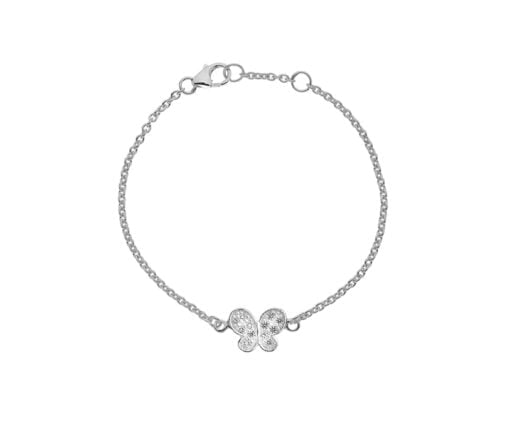 Sterling Silver Children's Cubic Zirconia Butterfly Bracelet