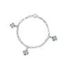 Sterling Silver Children's Charm Bracelet Mother of Pearl Clover Charms