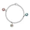 Sterling Silver Children's Bracelet with Mother of Pearl Flower Charms