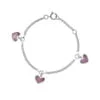 Sterling Silver Children's Bracelet with Pink Mother of Pearl Heart Charms