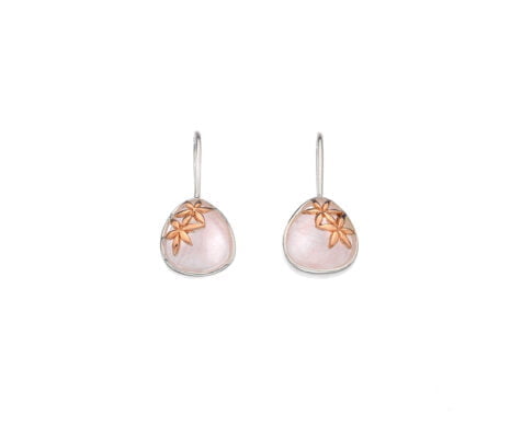 Curteis Silver Rose Quartz Red Gold-Plated Earrings