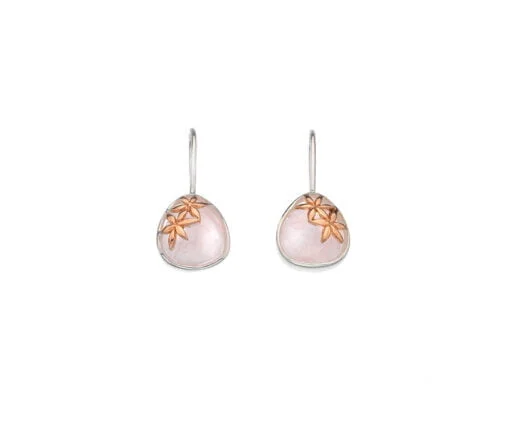 Curteis Silver Rose Quartz Red Gold-Plated Earrings