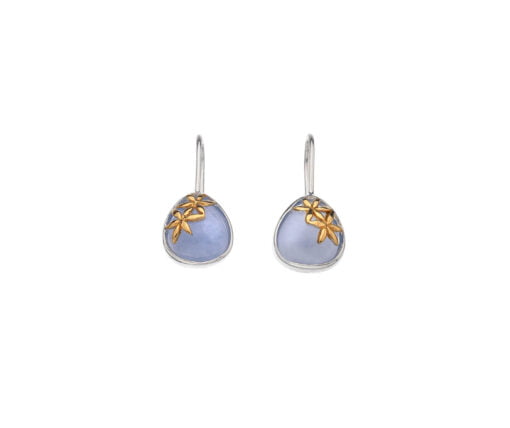 Curteis Silver Blue Chalcedony Gold-Plated Drop Earrings