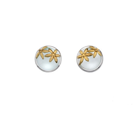 Curteis Silver Aqua Chalcedony Gold-Plated Stud Earrings