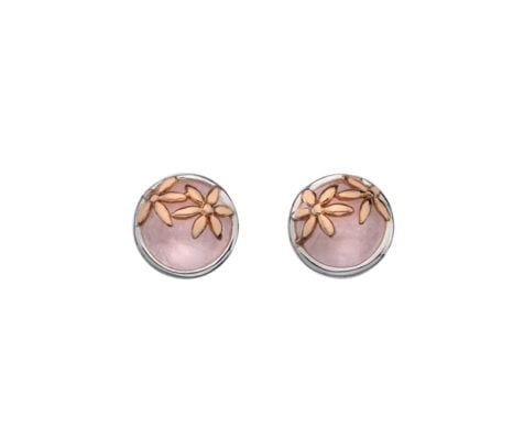 Silver Rose Quartz Rose Gold Plated Stud Earrings from Curteis