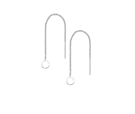 Sterling Silver Threadable Drop Earrings with Disc