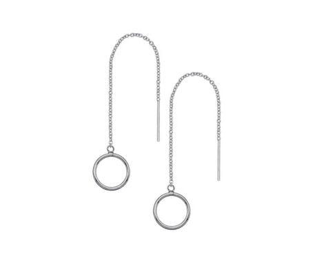 Sterling Silver Threadable Open Open Circle Drop Earrings