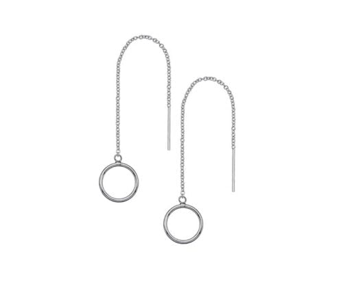Sterling Silver Threadable Open Open Circle Drop Earrings