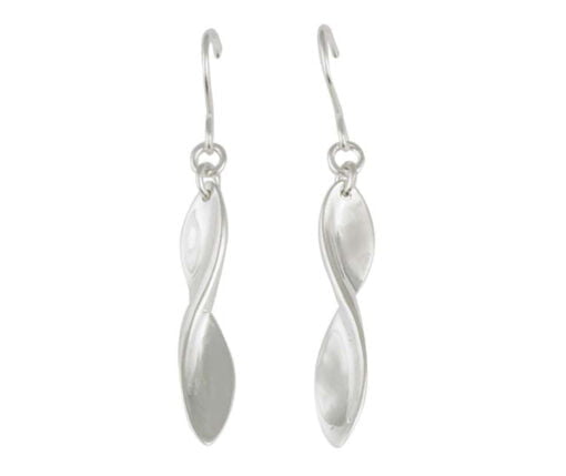 Curteis Sterling Silver Twisted Leaf Drop Earrings