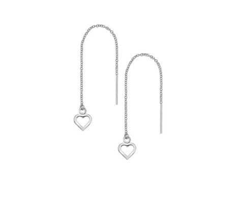 Curteis Sterling Silver Threadable Open Heart  Drop Earrings