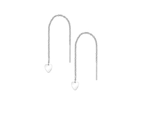 Curteis Sterling Silver Threadable Drop Earrings with Solid Heart