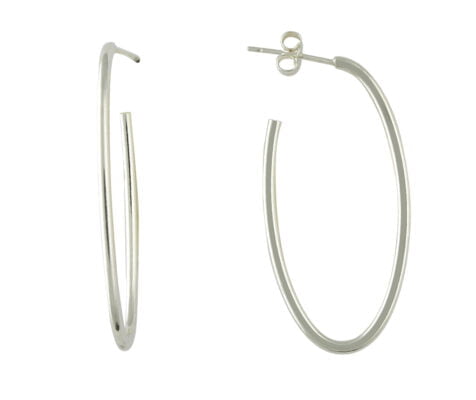 Curteis Sterling Silver Large Slim Hoop Earrings