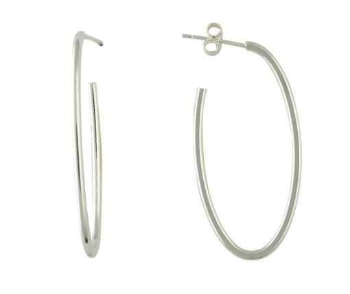 Curteis Sterling Silver Large Slim Hoop Earrings
