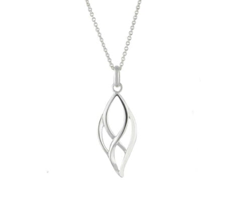 Sterling Silver Interlocking Leaf Pendant and Chain