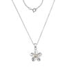 Sterling Silver and Yellow Gold CZ Set Flower Pendant and Chain