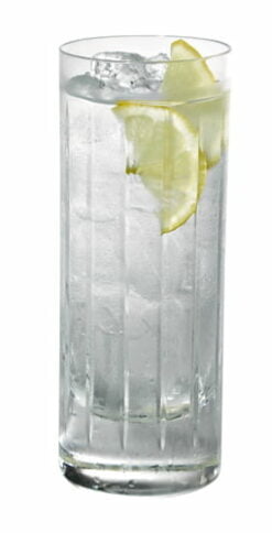 Pair of Crystal Linear Cut Hi Ball Tumblers from Carrs Silver