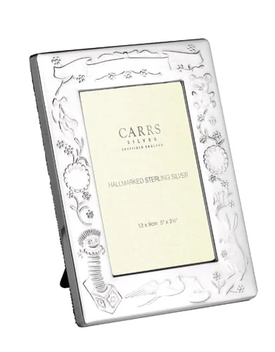 Sterling Silver Portrait Christening 5 x 3.5 inch Photo Frame by Carrs Silver