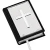 Sterling Silver and Leather Holy Plain Cross Bible in Black