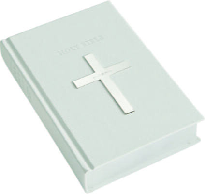 Sterling Silver and Leather Cross Bible in Cream By Carrs Silver