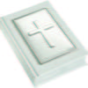 Sterling Silver Leather Gem Bible in Cream