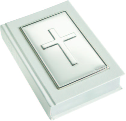 Sterling Silver Leather Gem Bible in Cream