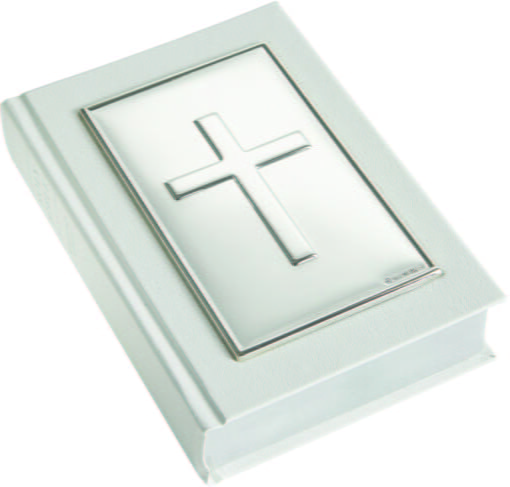 Sterling Silver Leather Gem Bible in Cream
