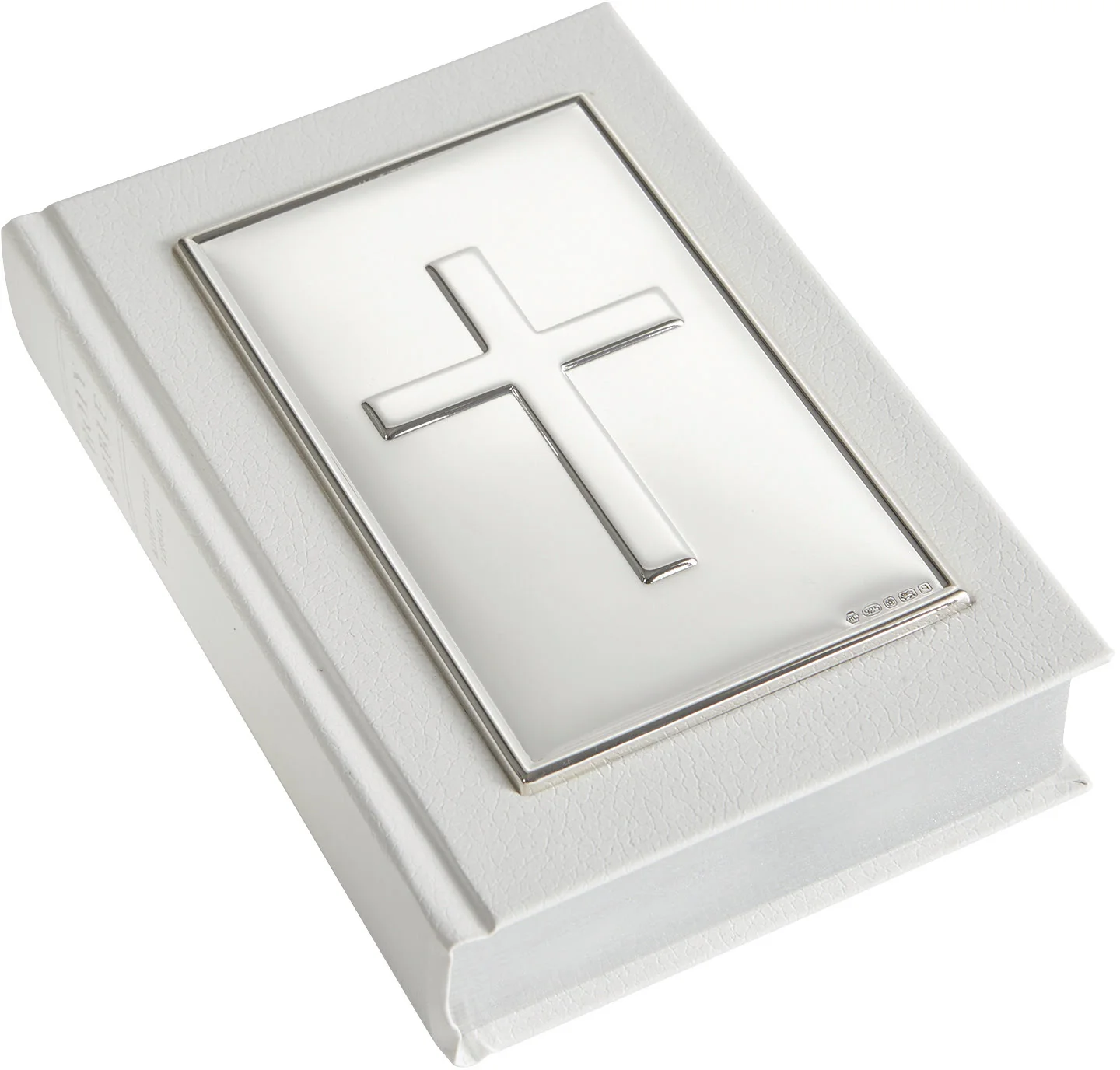 Sterling Silver Leather Gem Bible in Cream