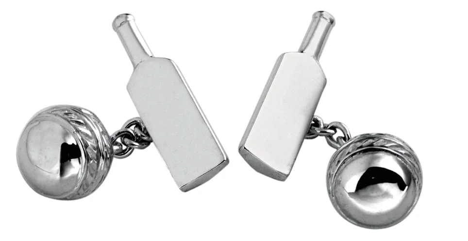 Sterling Silver Cricket Bat and Ball Cufflinks from Carrs Silver