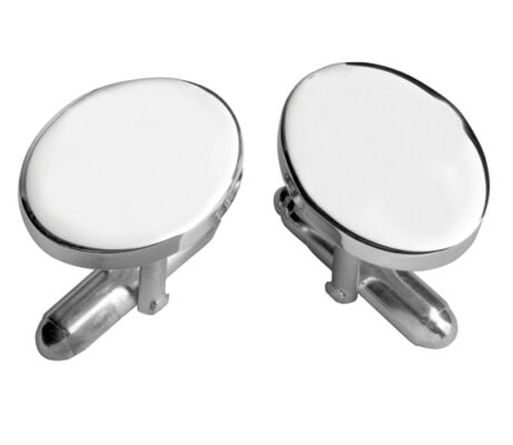 Sterling Silver Plain Oval Cufflinks With Post from Carrs Silver