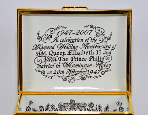 Diamond Wedding Anniversary Of Queen Elizabeth II And Prince Philip Limited Edition Enamel Box from Halcyon Days - Image 4