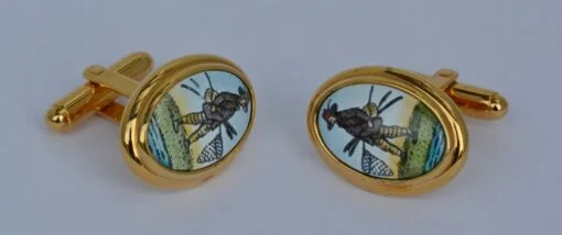 Halcyon Days Angler Going Fishing Enamel Cufflinks