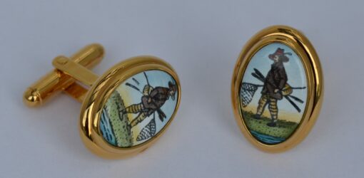 Halcyon Days Angler Going Fishing Enamel Cufflinks - Image 2