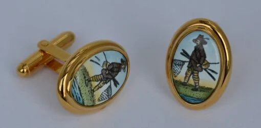 Halcyon Days Angler Going Fishing Enamel Cufflinks - Image 2