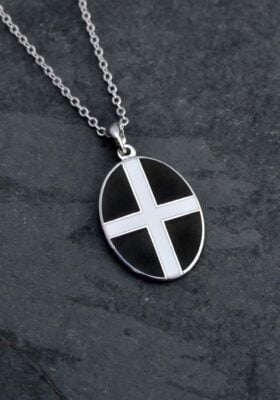 Cornish St Piran Flag Enamel Necklace