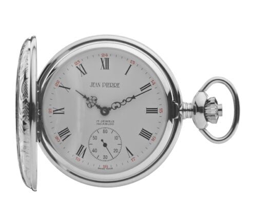 Chrome Plated Mechanical Half Hunter Pocket Watch by Jean Pierre