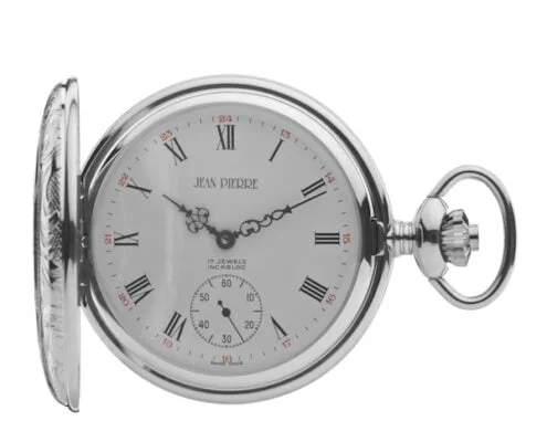 Chrome Plated Mechanical Half Hunter Pocket Watch by Jean Pierre