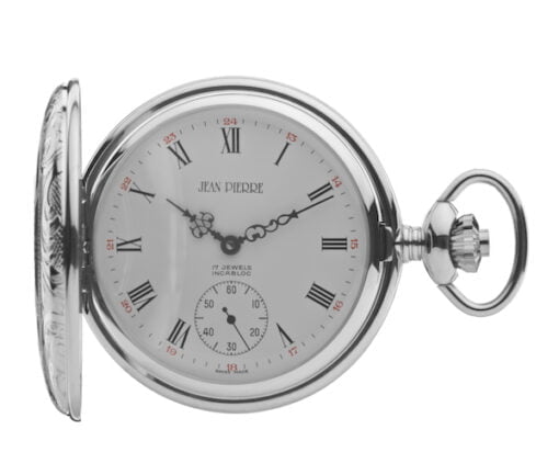 Chrome Plated Mechanical Half Hunter Pocket Watch by Jean Pierre