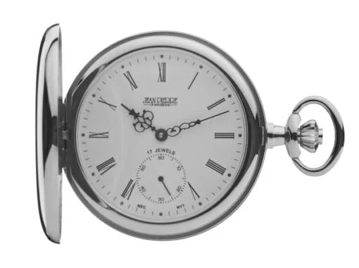 Chrome Plated Full Hunter Mechanical Pocket Watch by Jean Pierre