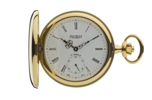 Gold Plated Mechanical Full Hunter Pocket Watch by Jean Pierre