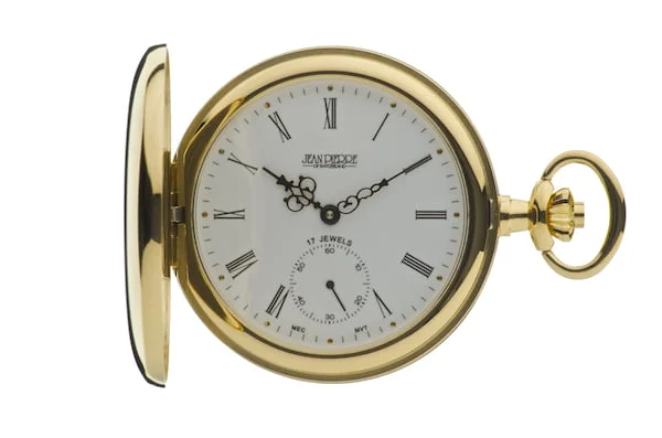 Gold Plated Mechanical Full Hunter Pocket Watch by Jean Pierre