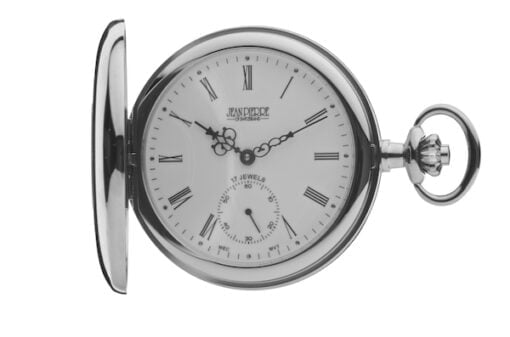 Chrome Plated Half Hunter Mechanical Pocket Watch by Jean Pierre