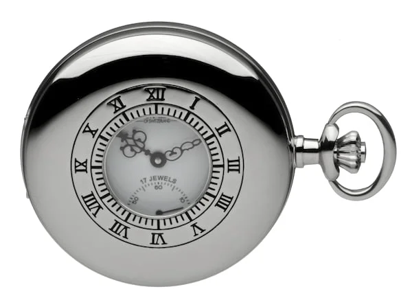 Chrome Plated Half Hunter Mechanical Pocket Watch by Jean Pierre - Image 2
