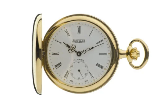Gold Plated Half Hunter Mechanical Pocket Watch by Jean Pierre