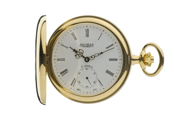 Gold Plated Half Hunter Mechanical Pocket Watch by Jean Pierre