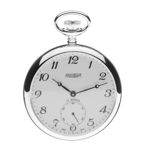 Sterling Silver Open Face Mechanical Pocket Watch by Jean Pierre