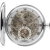 Sterling Silver Twin Lid Skeleton Mechanical Pocket Watch by Jean Pierre