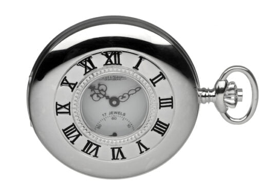 Sterling Silver Half Hunter Mechanical Pocket Watch by Jean Pierre - Image 3