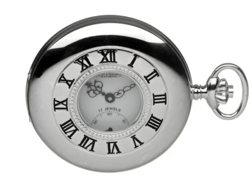 Sterling Silver Half Hunter Mechanical Pocket Watch by Jean Pierre - Image 3
